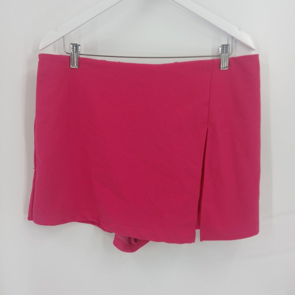 Shein Curve Womens 2XL Hot Pink Pleated Skort High Waisted Shorts Skirt